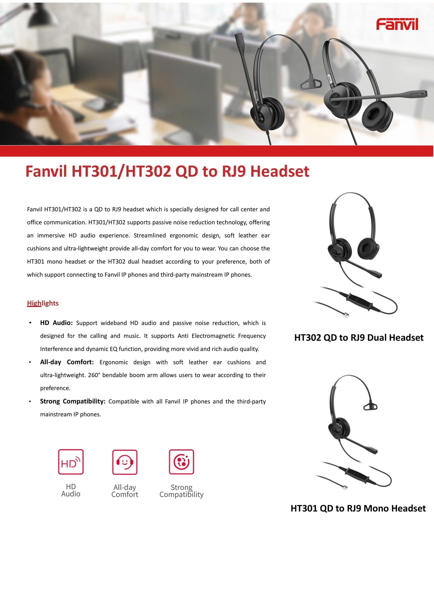 Fanvil Fanvil HT301-U USB Headset Monaural