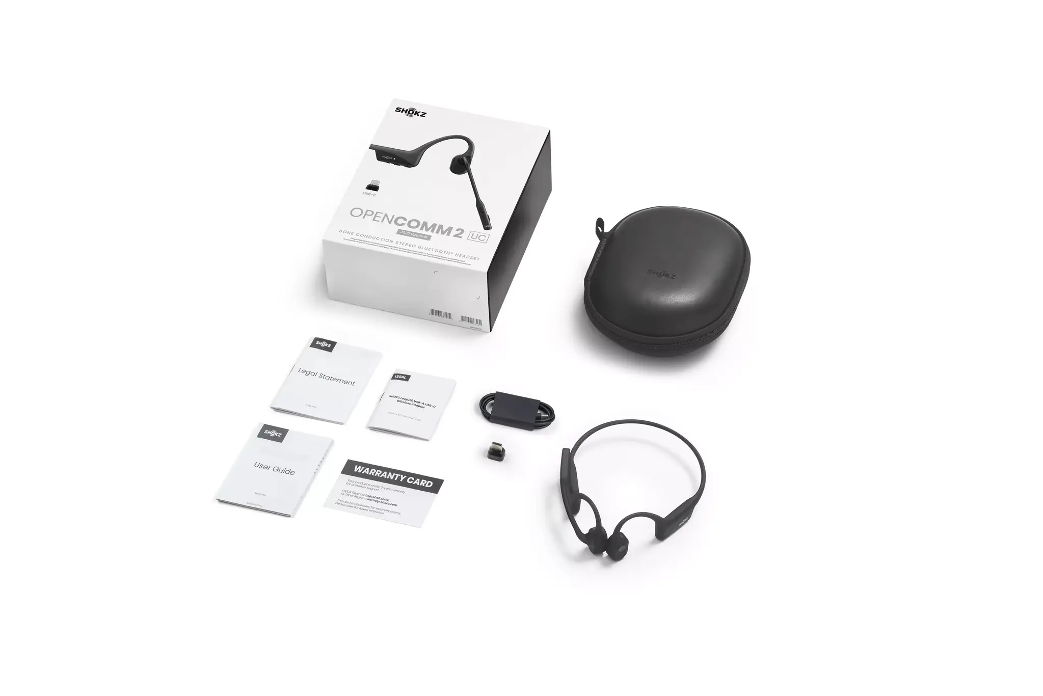 Shokz Shokz OpenComm2 UC Bone Conduction Headset met USB-A Dongle - Zwart