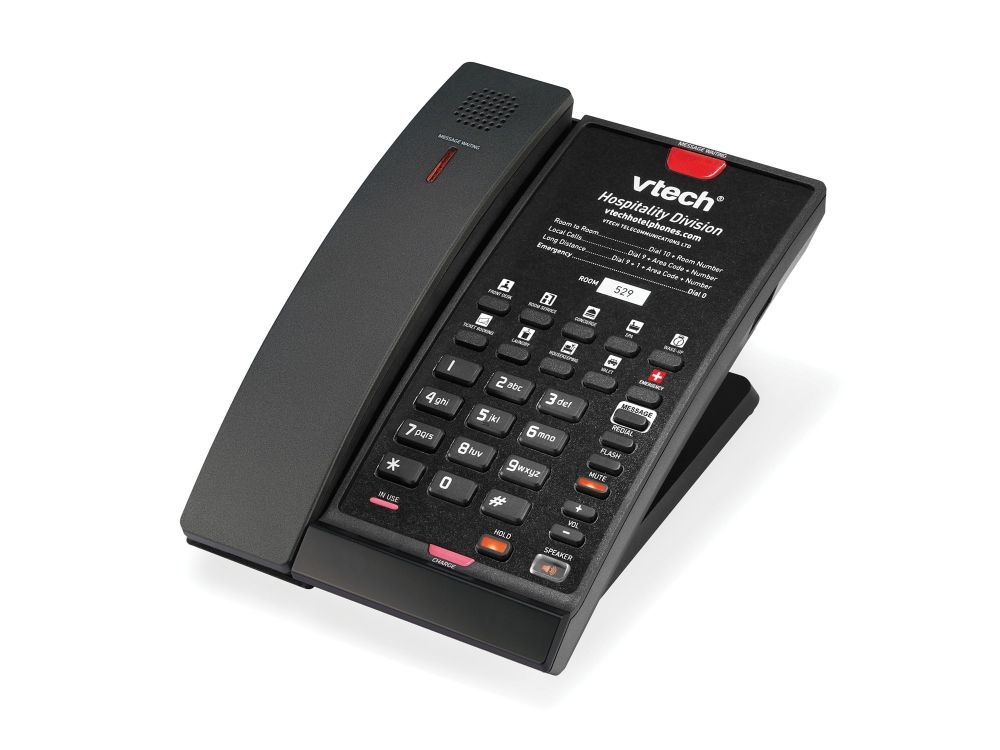Vtech VTech CTM-A2411-BATT Draadloze Analoge Hoteltelefoon - Matzwart, Batterij Back-up, 10 Sneltoetsen