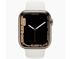 Refurbished Apple Refurbished Apple Watch Series 7 45mm RVS Goud 4G (Wit Sportbandje) - Zo goed als nieuw
