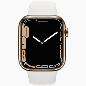 Refurbished Apple Refurbished Apple Watch Series 7 45mm RVS Goud 4G (Wit Sportbandje) - Zo goed als nieuw