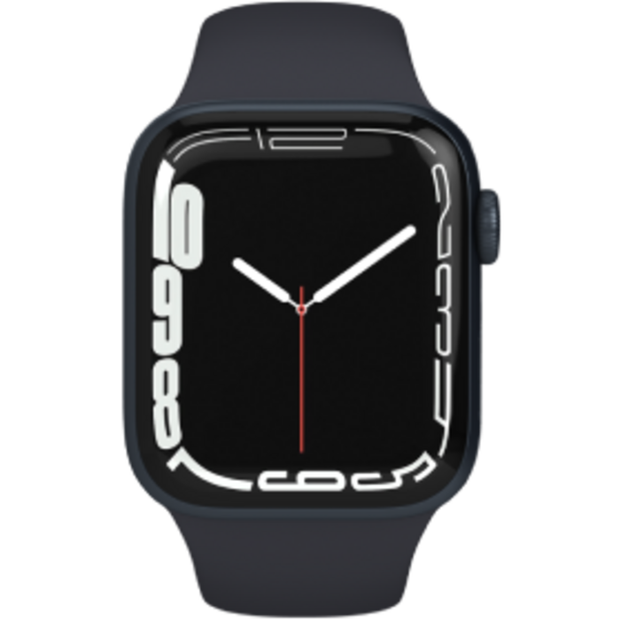 Refurbished Apple Refurbished Apple Watch Series 7 41mm RVS Zwart 4G - Sportbandje - Licht gebruikt
