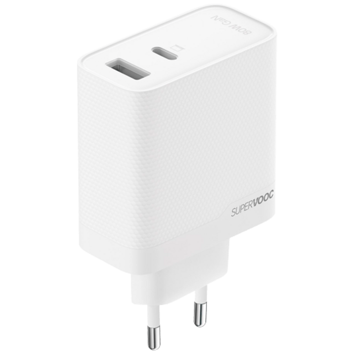 Oppo OPPO SuperVOOC Dual Port Snellader 80W - USB-C & USB-A - Wit