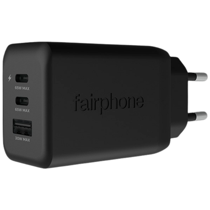 Fairphone Fairphone 65W Triple-Port Snellader - Zwart
