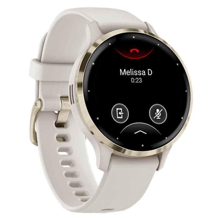 Garmin Garmin Venu 3S GPS Smartwatch - Soft Gold met Ivoren Siliconenband