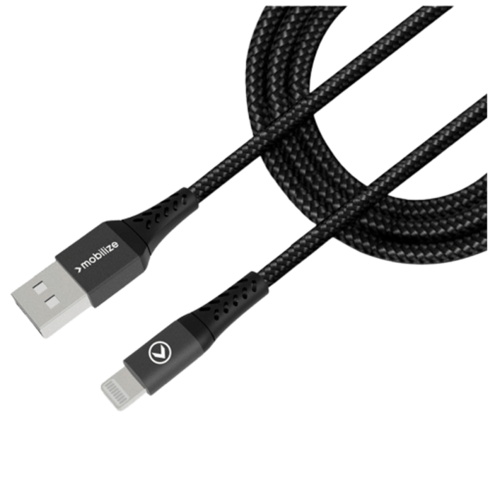 Mobilize Mobilize USB naar Lightning Nylon Kabel - 1 Meter - Zwart