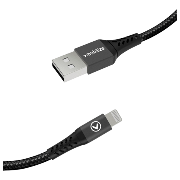 Mobilize Mobilize USB naar Lightning Nylon Kabel - 1 Meter - Zwart