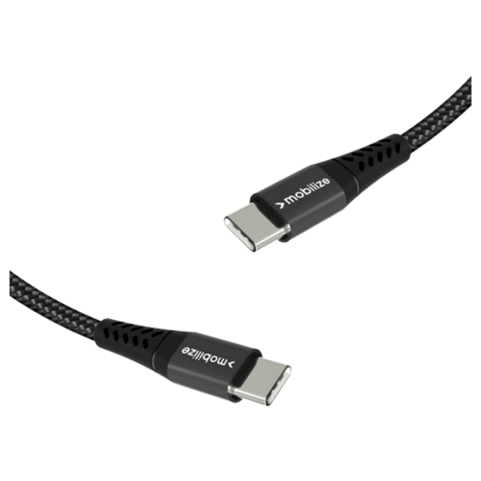 Mobilize Mobilize USB-C naar USB-C Nylon Kabel - 1 Meter - Zwart
