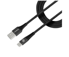 Mobilize Mobilize USB-A naar USB-C Nylon Kabel - 1 Meter - Zwart
