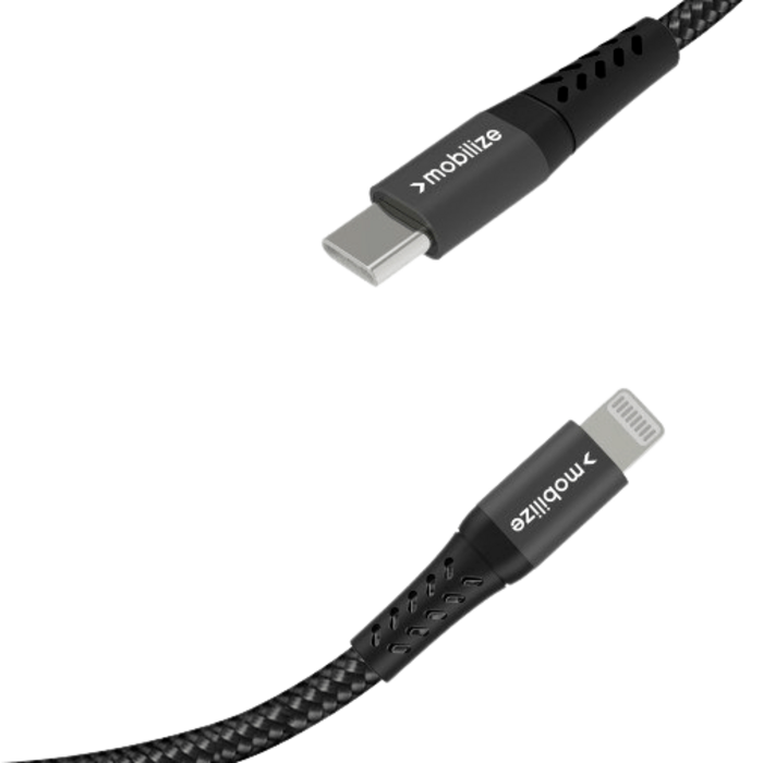 Mobilize Mobilize USB-C naar Lightning Nylon Kabel - 1 Meter - Zwart