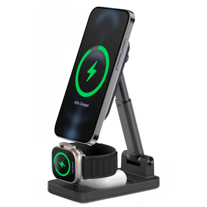 Mobilize Mobilize 3-in-1 Draadloze Magnetische Oplader 15W - Zwart