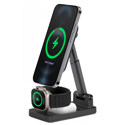Mobilize Mobilize 3-in-1 Draadloze Magnetische Oplader 15W - Zwart
