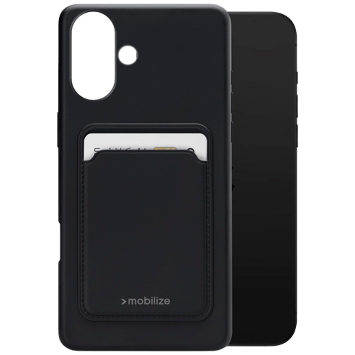 Mobilize Mobilize Cardcase TPU Back Cover met Pasjeshouder voor iPhone 16 Plus - Zwart