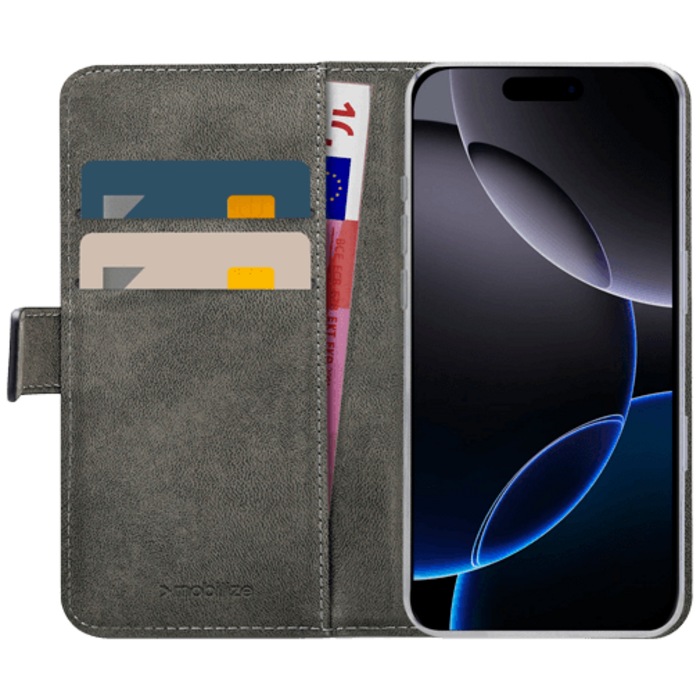 Mobilize Mobilize PU-leer Book Case Zwart voor Apple iPhone 16 Pro
