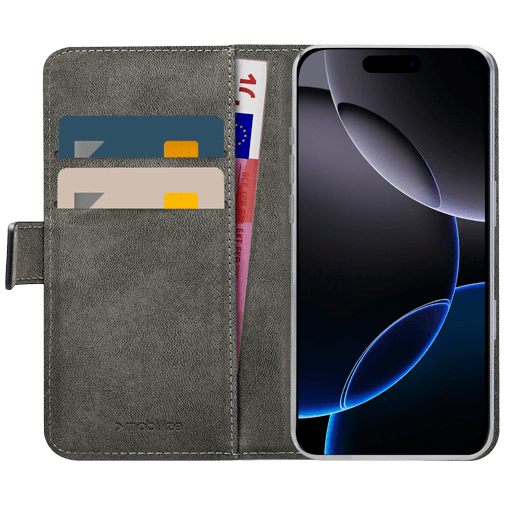 Mobilize Mobilize PU-leer Book Case Zwart voor Apple iPhone 16 Pro