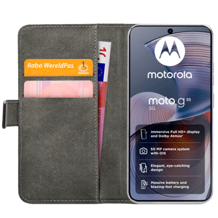 Mobilize Mobilize PU-leer Book Case Zwart voor Motorola Moto G55 5G