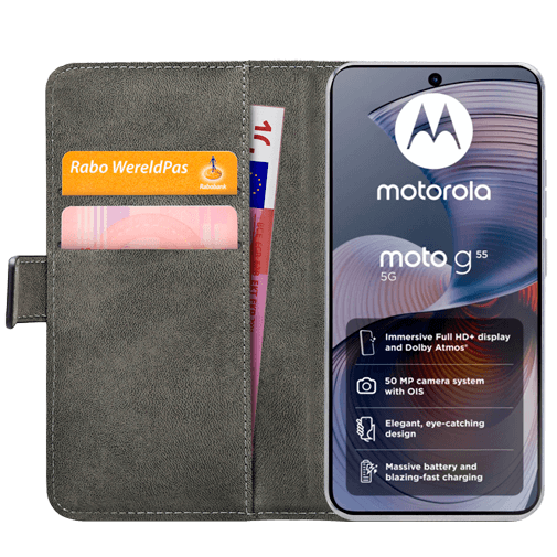Mobilize Mobilize PU-leer Book Case Zwart voor Motorola Moto G55 5G