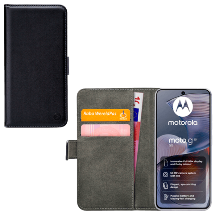 Mobilize Mobilize PU-leer Book Case Zwart voor Motorola Moto G55 5G