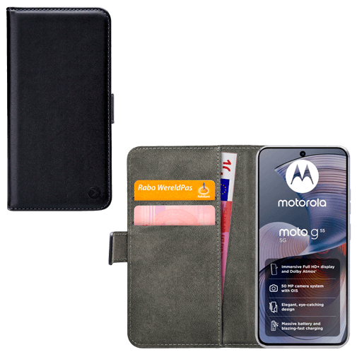 Mobilize Mobilize PU-leer Book Case Zwart voor Motorola Moto G55 5G