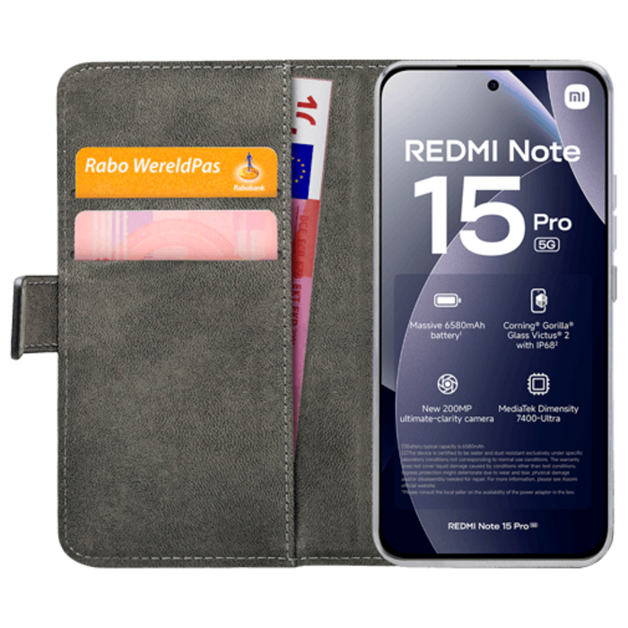 Mobilize Mobilize PU-Leren Book Case voor Xiaomi Redmi Note 15 Pro 5G - Zwart