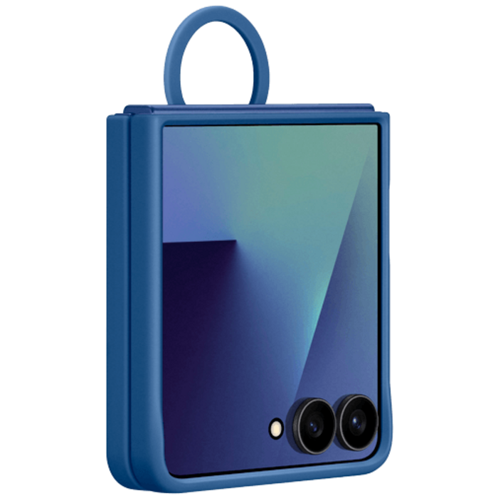 Samsung Samsung Galaxy Z Flip 7 Siliconen Back Cover met Ring - Blauw