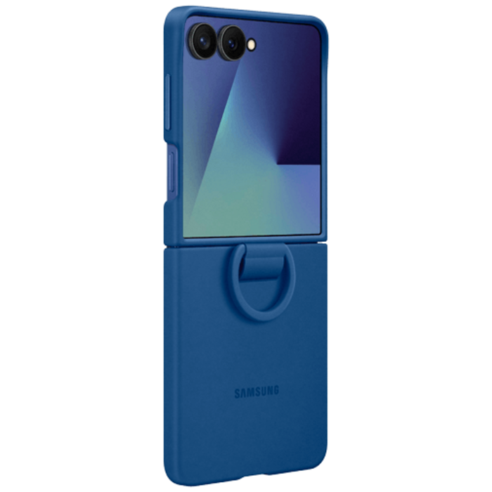 Samsung Samsung Galaxy Z Flip 7 Siliconen Back Cover met Ring - Blauw