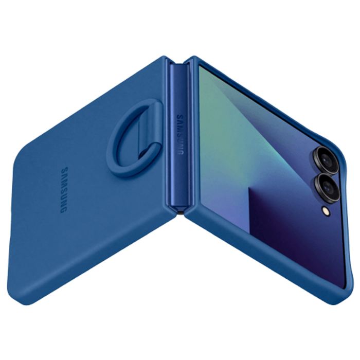 Samsung Samsung Galaxy Z Flip 7 Siliconen Back Cover met Ring - Blauw