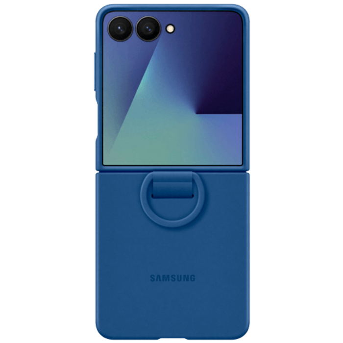 Samsung Samsung Galaxy Z Flip 7 Siliconen Back Cover met Ring - Blauw