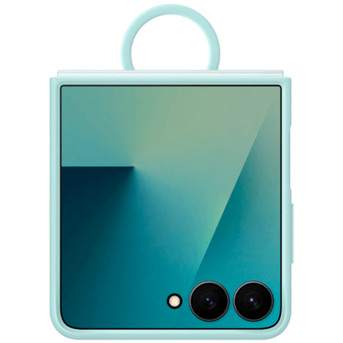 Samsung Samsung Galaxy Z Flip 7 Siliconen Back Cover met Ring - Mint