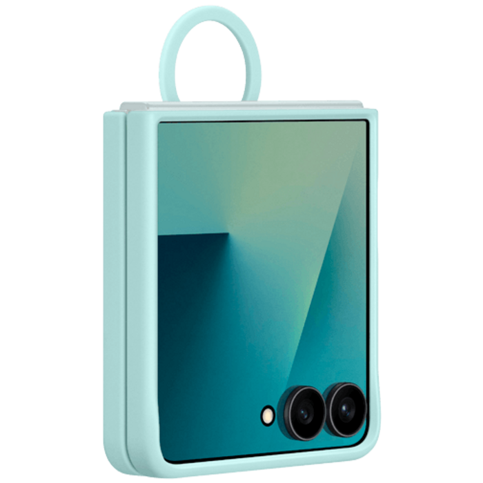 Samsung Samsung Galaxy Z Flip 7 Siliconen Back Cover met Ring - Mint