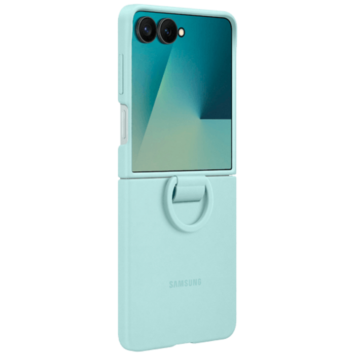 Samsung Samsung Galaxy Z Flip 7 Siliconen Back Cover met Ring - Mint