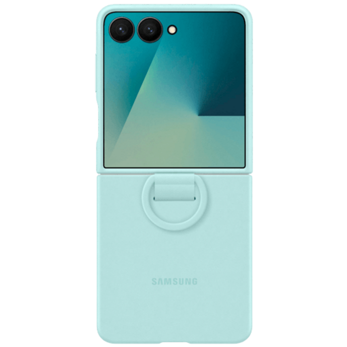 Samsung Samsung Galaxy Z Flip 7 Siliconen Back Cover met Ring - Mint