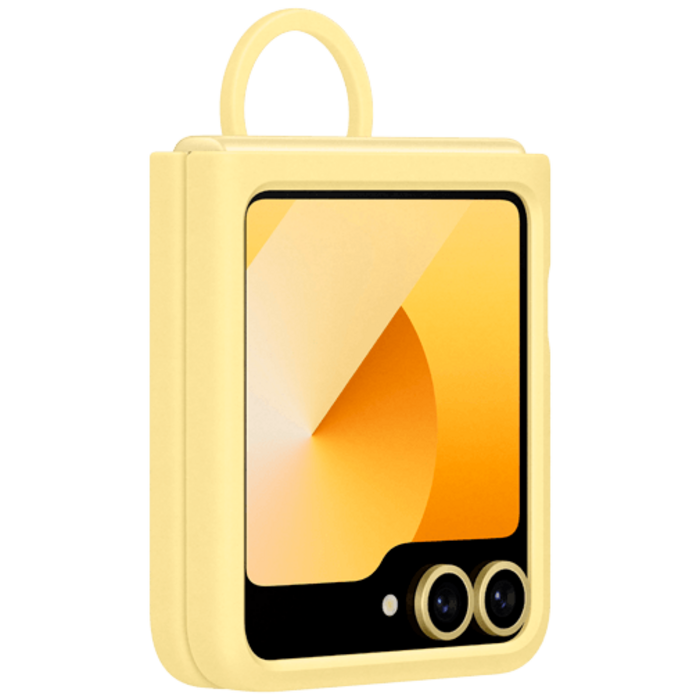Samsung Samsung Galaxy Z Flip 6 Siliconen Back Cover met Ring Geel