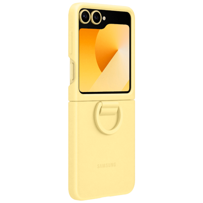 Samsung Samsung Galaxy Z Flip 6 Siliconen Back Cover met Ring Geel