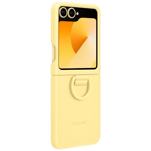 Samsung Samsung Galaxy Z Flip 6 Siliconen Back Cover met Ring Geel