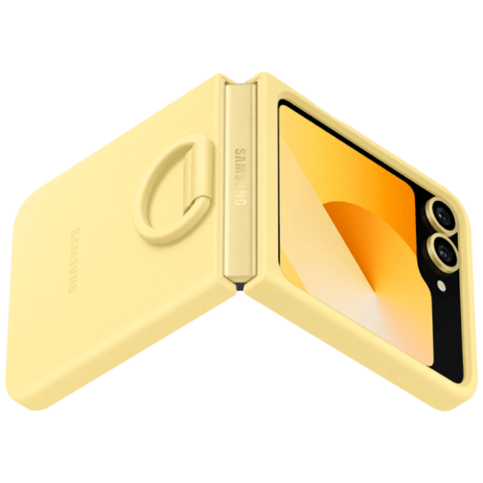 Samsung Samsung Galaxy Z Flip 6 Siliconen Back Cover met Ring Geel
