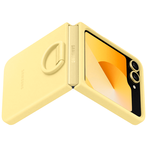 Samsung Samsung Galaxy Z Flip 6 Siliconen Back Cover met Ring Geel