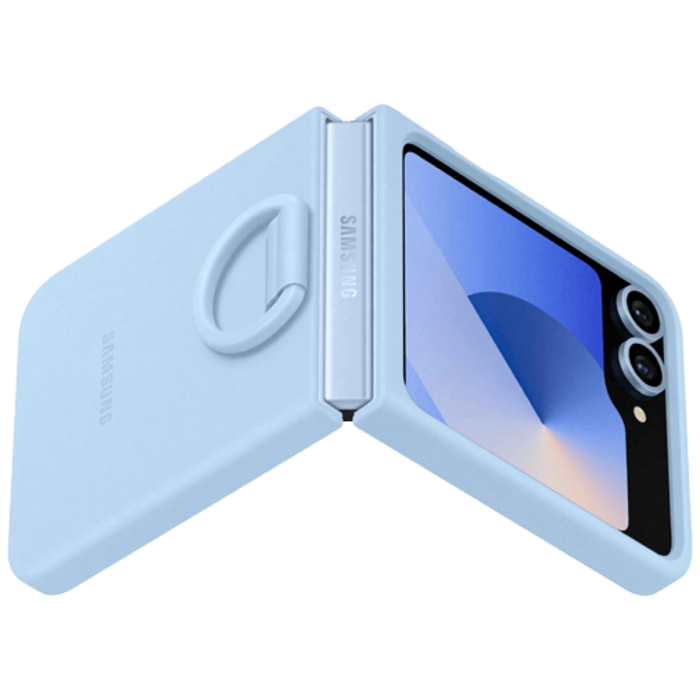 Samsung Samsung Galaxy Z Flip 6 / Flip 7 FE Siliconen Back Cover met Ring Blauw