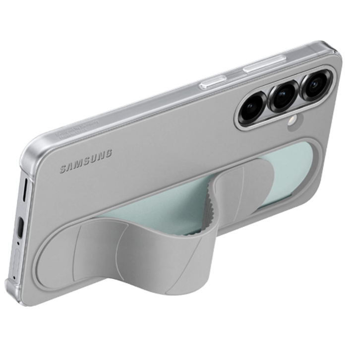 Samsung Samsung Galaxy S25 Standing Grip Siliconen Back Cover - Grijs