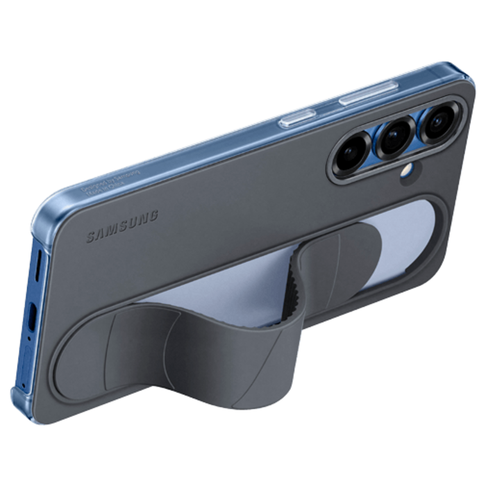 Samsung Samsung Galaxy S25 Standing Grip Siliconen Back Cover - Zwart