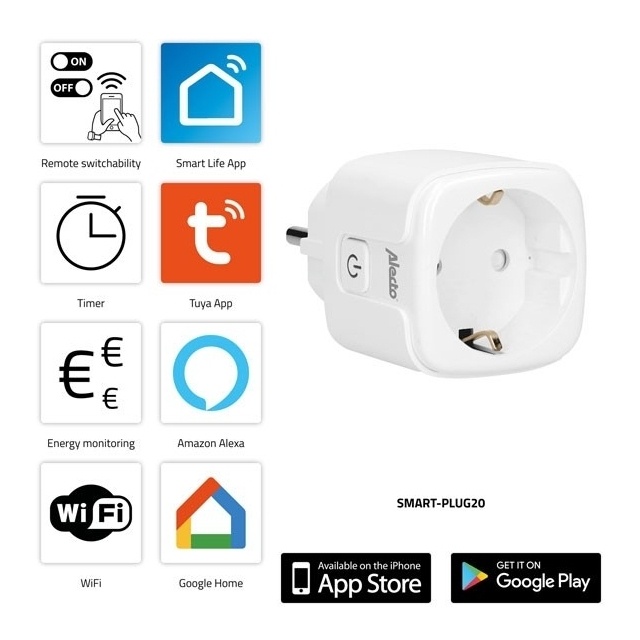 Alecto Alecto Smart WiFi Power Socket met Energiemeter - Wit