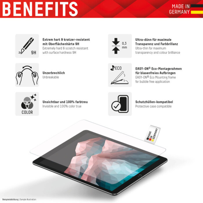 Displex DISPLEX Real Glass Screenprotector voor Apple iPad 10.9 (2022) - 9H Glas