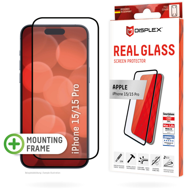 Displex DISPLEX Real Glass FC Screenprotector voor Apple iPhone 15 / 15 Pro