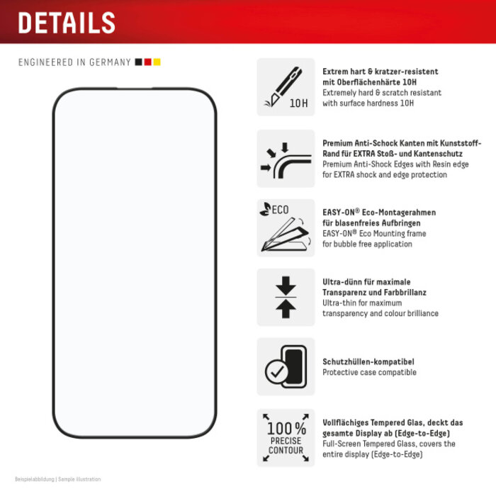 Displex DISPLEX Real Glass FC Screenprotector voor Apple iPhone 16