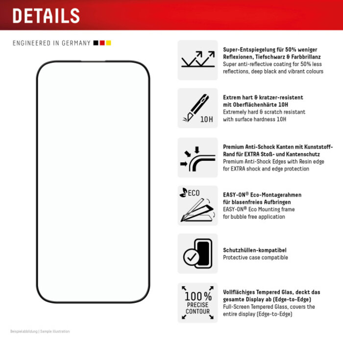 Displex DISPLEX Real Glass FC Screenprotector voor Apple iPhone 16 Pro