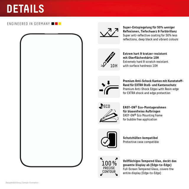 Displex DISPLEX Real Glass FC Screenprotector voor Apple iPhone 16 Pro