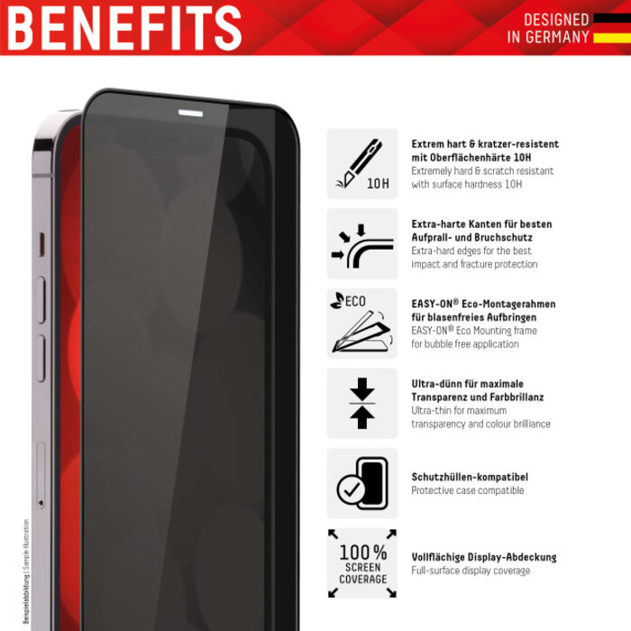 Displex DISPLEX Privacy Glass FC Screenprotector voor Apple iPhone 12 / 12 Pro