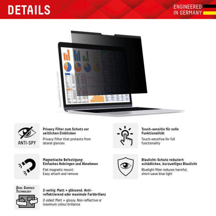 Displex DISPLEX Privacy Safe Magnetic - Universeel Privacy Filter 15.6" (16:9)