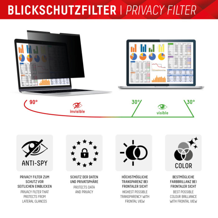 Displex DISPLEX Privacy Safe Magnetic - Universeel Privacy Filter 15.6" (16:9)