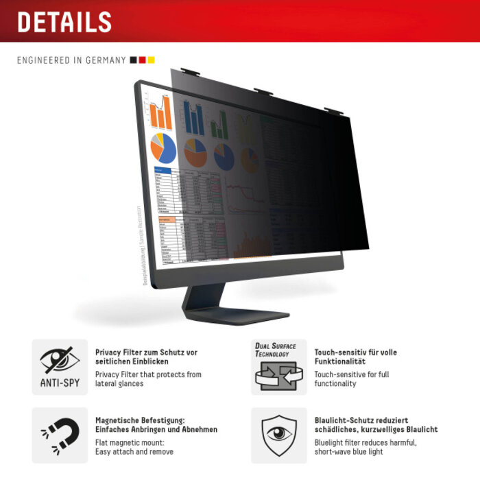 Displex DISPLEX Privacy Safe Desktop Universeel - 21.5 inch (16:9) - Magnetisch